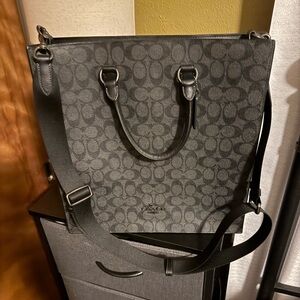 Coach Black and Gray Signature Messenger Bag
